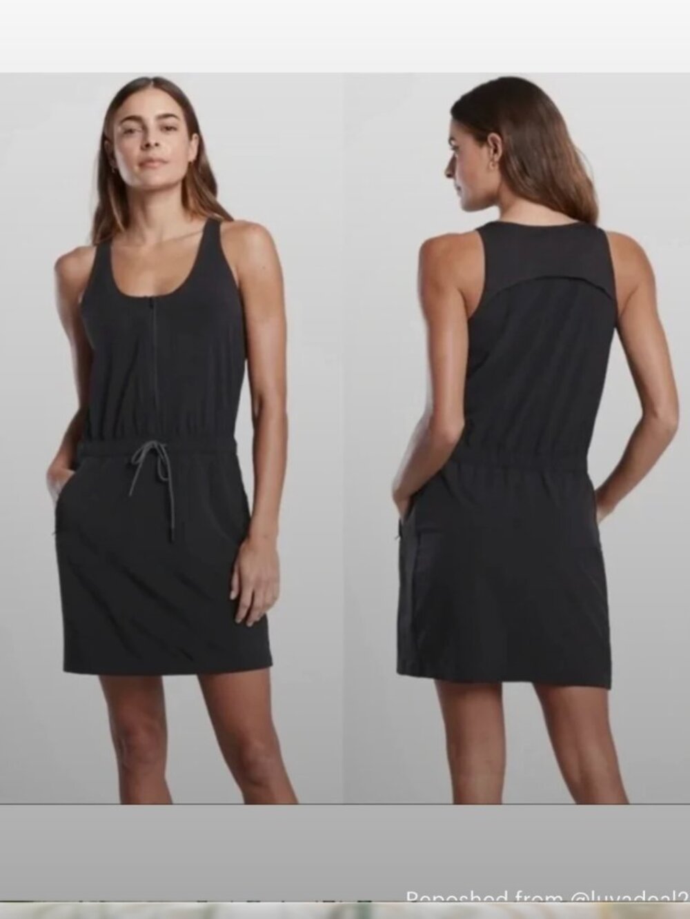 Athleta Expedition Dress Romper Skort Black Sleeveless Zip Front Size 0